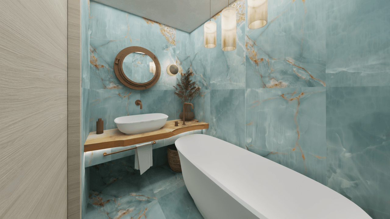 Bay House bathroom render Bay House bathroom render