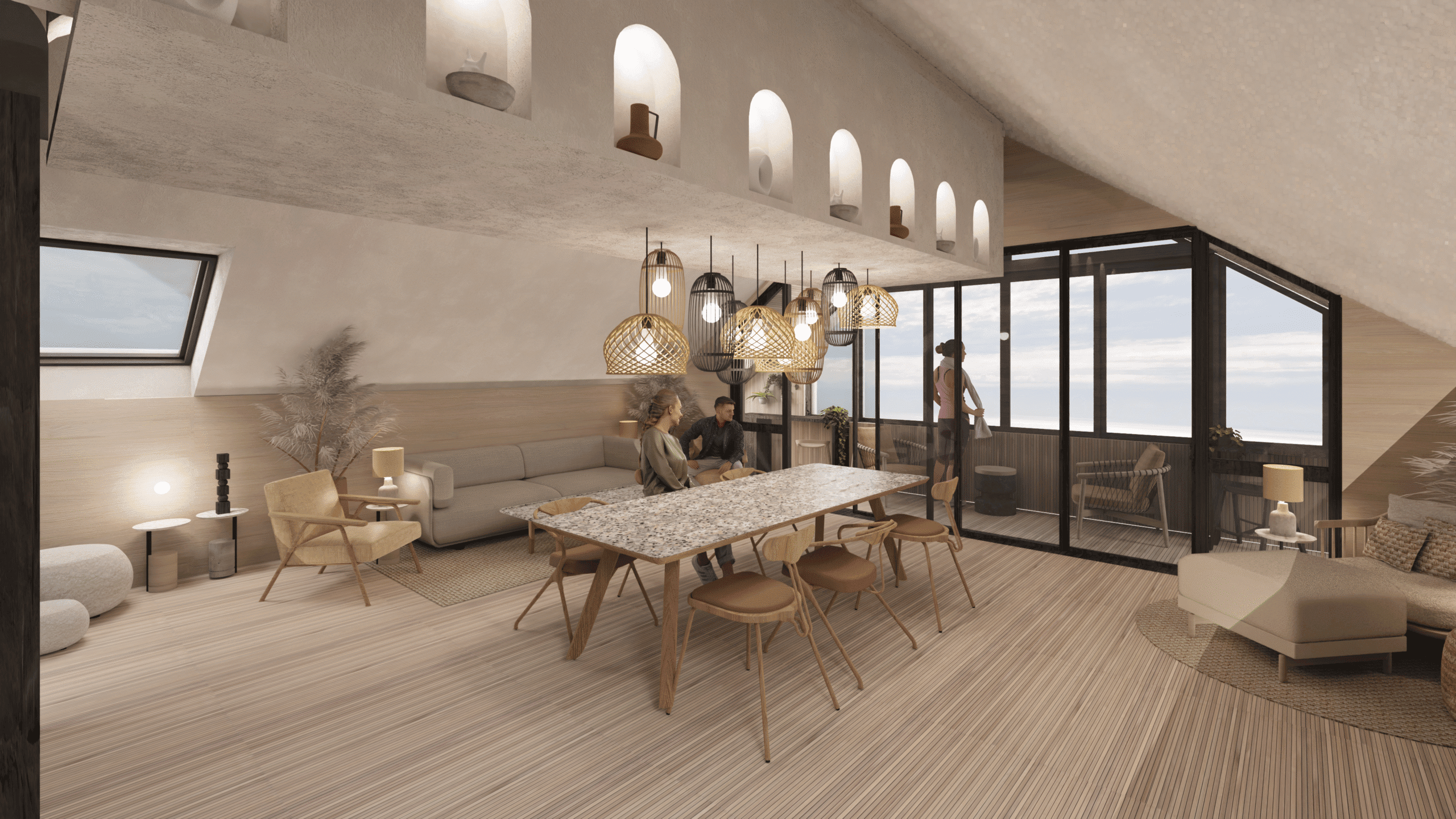 South coat living rendered veiw of bespoke interior design